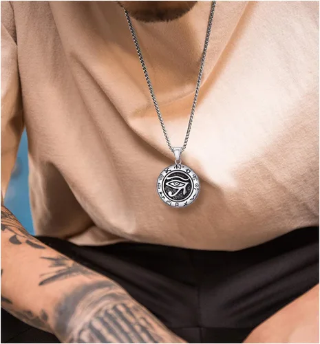 Miniatura 2 de U7 Horus Necklaces for Men Women, Stainless SteelBlackGold Plated Ankh Cross Egyptian Symbol Jewelry, Eye of Horrus Pendant with 22 Inch Chain