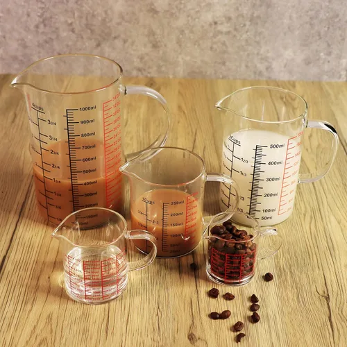 Miniatura 7 de Ackers BORO3.3 Taza medidora de vidrio - [Asa aislada Pico en forma de V] - Hecha de vidrio de borosilicato de alta calidad, taza medidora