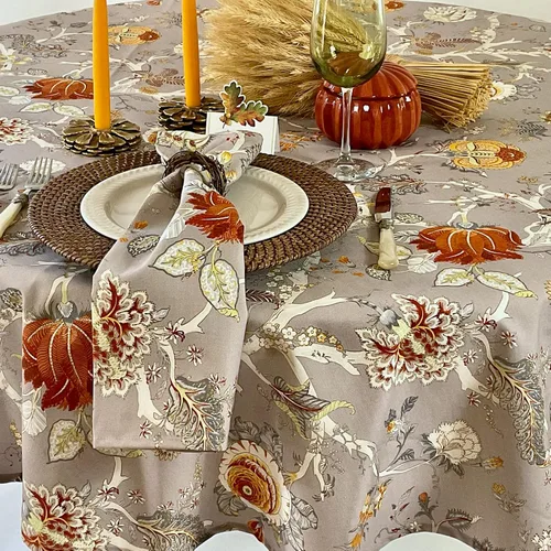 Miniatura 3 de Amelie Michel Mantel de algodón francés de lujo con estampado floral Ceylan, negro negro negro Tela lavable a máquina fabricada en Francia