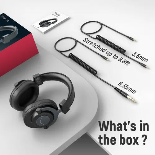 Miniatura 7 de FIFINE Auriculares de monitor de estudio para grabación, auriculares con cable con controlador de 50mm, auriculares sobre la oreja con cables Negro