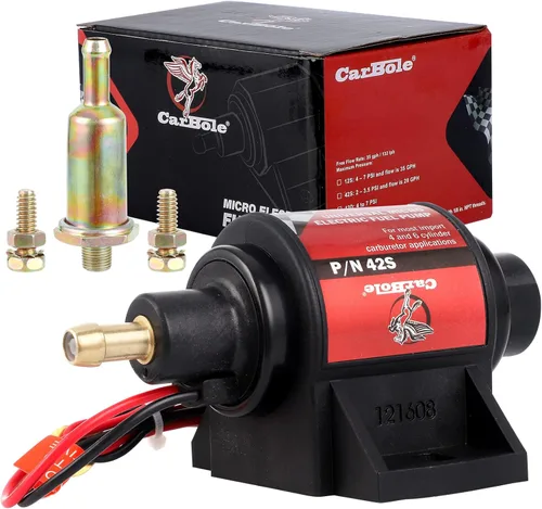 CarBole Bomba de combustible eléctrica de gasolina universal 5/16 pulgadas entrada y salida en línea 12V 1-2A 28GPH 2-3.5P.S.I. Presión de