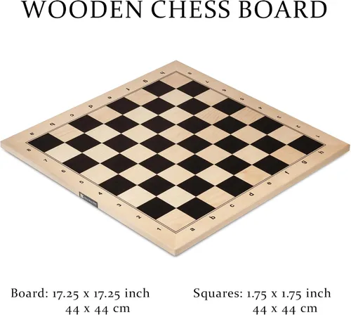 Miniatura 3 de A&A Tablero de ajedrez profesional de madera de 17.25 pulgadas con bolsa de almacenamiento, madera de ébano e incrustaciones de arce, cuadrados