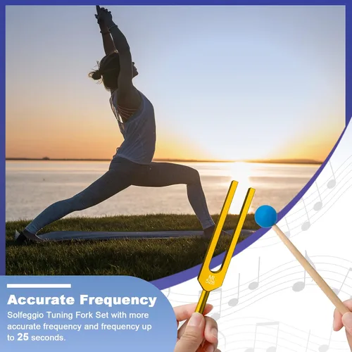 Miniatura 5 de Juego de Diapasones Solfeggio - 9 Diapasones Perfectos para la Reparación del ADN, Chakra, Terapia de Sonido, Mantén Cuerpo, Mente y Espíritu