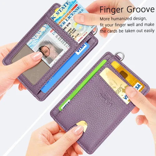 Miniatura 3 de FurArt - Cartera minimalista delgada con bolsillo frontal, bloqueo de identificación de radiofrecuencia (RFID), tarjetero, para hombres y mujeres