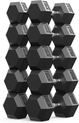Miniatura 21 de PAPABABE Juego de mancuernas, mancuernas de gimnasio en casa con revestimiento de goma, mancuernas para mujeres y hombres, pesas de mano