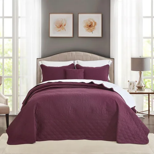 Miniatura 18 de CHIXIN Juego de colcha extragrande tamaño King – Funda de cama ligera – Hermosas costuras – Colcha reversible de 5 piezas – Patrón de paisley