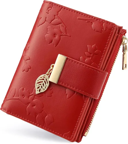 Miniatura 8 de yiijay Billetera pequeña para mujer, con bloqueo RFID, de piel, plegable, tarjetero para tarjetas de crédito para mujeres, cartera compacta