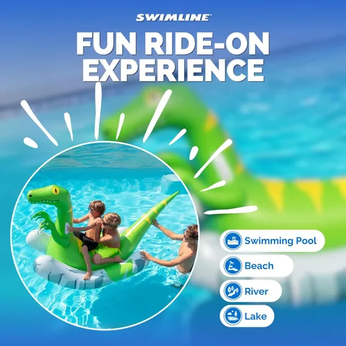 Miniatura 4 de SWIMLINE Original Rocker Raptor Juguete Flotador de Piscina Mecedora con asas fáciles de agarrar y refuerzos laterales estabilizadores curvos