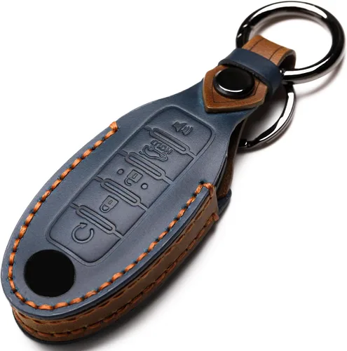 Funda de Llavero de Cuero Compatible con Control Remoto Sin Llave de Nissan para Nissan X-trail Rogue Altima Quest Pathfinder Sentra Patrol Cima C-