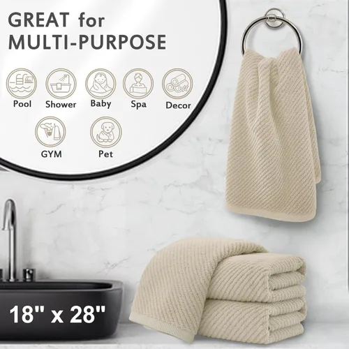 Miniatura 314 de VOOVA & MOVAS Toallas de mano blancas - 100% algodón Ligeras Gruesas Secado rápido Suaves Absorbentes, paquete de 4 piezas grandes de 18