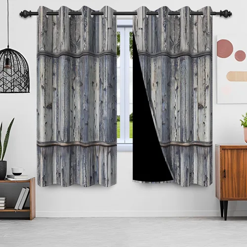 Miniatura 38 de Cortinas rústicas para ventana de puerta de granero, puerta de madera gris, puerta de garaje, tratamiento de ventana para sala de estar, dormitorio
