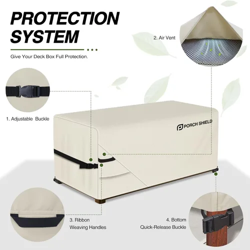 Miniatura 3 de Porch Shield - Caja de almacenamiento para cubierta de terraza - Cubierta impermeable al aire libre 600D para caja de 73 galones, resistente a