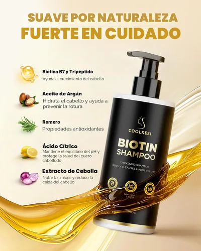 Miniatura 6 de Juego de champú y acondicionador de biotina para crecimiento del cabello con infusión de tripéptido, tratamiento hidratante voluminizador