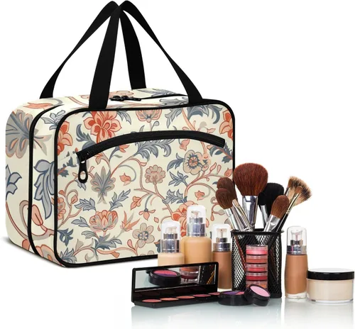 Miniatura 6 de William Morris Elegant Blue Hanging Makeup Travel Bag with Hook, Designer Expandable Bag for toiletries for Accessories Must Haves Trip bolso
