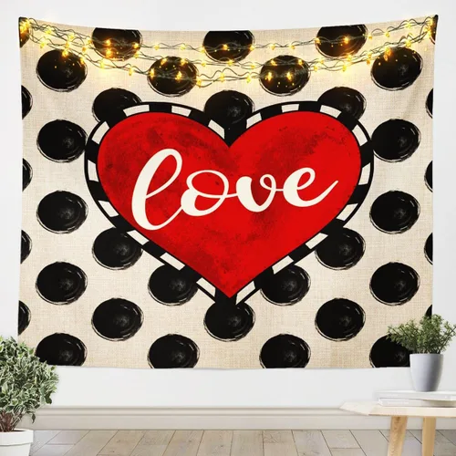 Miniatura 7 de Tapiz femenino de flores de rosas rojas, tapiz de pared para el día de San Valentín, decoración de habitación de niñas y mujeres, diseño de retazos
