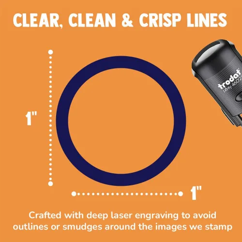 Miniatura 2 de Circle Outline - Sello de goma autoentintado para sellar tinta y planificadores de manualidades, tamaño mediano de 1 pulgada, tinta azul cielo