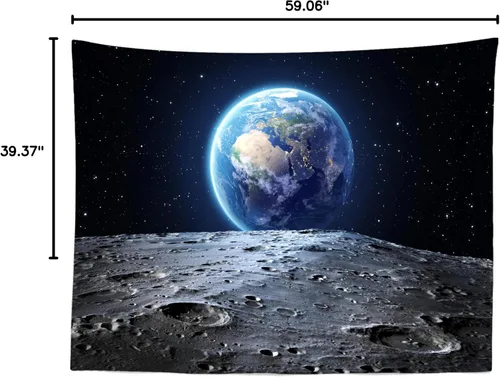 Miniatura 7 de BELECO Telón de fondo de tela de 5 x 3 pies, universo espacio exterior, superficie de la luna, planeta de la NASA, estrellas, huellas, fotografía