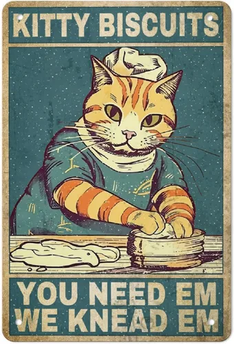Miniatura 15 de Cartel de metal de aluminio con texto en inglés "Cat Kitty-I Read Books And Drink Tea", regalo para amantes de los gatos, para baño, jardín