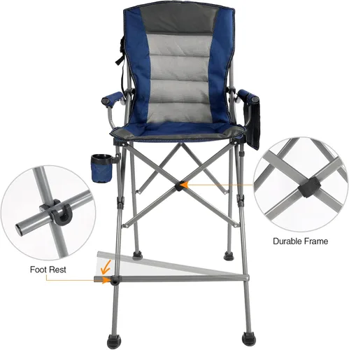 Miniatura 6 de REDCAMP Silla de campamento alta de gran tamaño para adultos, silla de directores plegable portátil de 330 libras, taburete plegable de altura