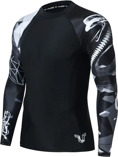 Miniatura 4 de HUGE SPORTS Camisas de baño para hombre de manga larga UPF 50+ con protección contra erupciones solares y protección UV Dividir