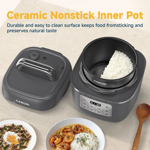 Miniatura 5 de Olla a presión eléctrica 3QT, 8 en 1, ahorro de tiempo y saludable, olla antiadherente de cerámica para comidas rápidas, salteado, olla a presión