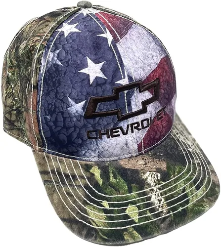 Miniatura 2 de Chevrolet Bowtie USA Bandera Americana Mossy Oak Camo SombreroGorra, Camo