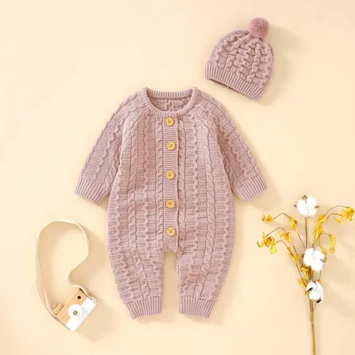 Miniatura 2 de Sduydiosy Mameluco para bebé recién nacido, ropa de manga larga con botones, lindo traje de invierno para bebé