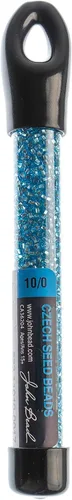 Miniatura 2 de John Bead Vial de 0.85 oz de cuentas de semillas de vidrio checo 10/0 de color azul claro y plateado para manualidades de fabricación de joyas Forro