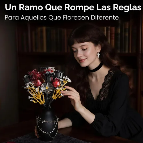 Miniatura 2 de Juego de construcción de ramo de rosas para adultos, regalos para mujeres, adolescentes, parejas, mamá, esposa, novia, colección de botánicos