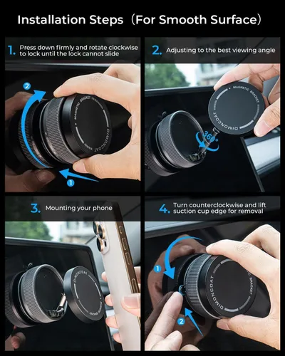 Miniatura 7 de Soporte magnético de teléfono al vacío mejorado [89 libras de succión más fuerte y 24 x N55 ultra magnético] Soporte de teléfono ajustable de 360°