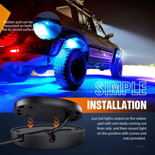 Miniatura 6 de Nilight - luz LED Rock, 4 unidades, nocturnas, para automóvil Azul