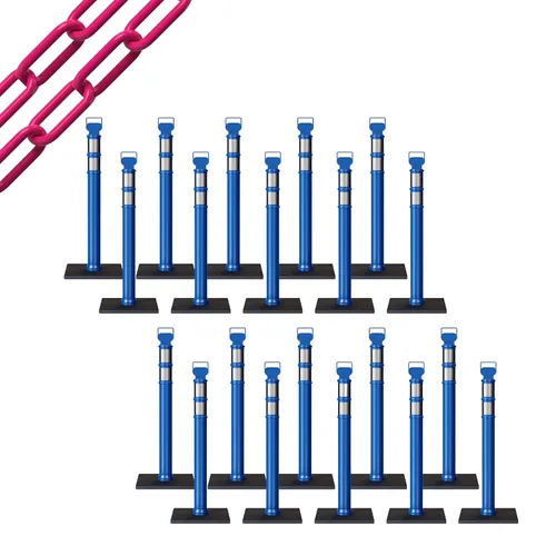 Miniatura 8 de Trafford Industrial - Juego de 20 postes de delineador de 45 pulgadas, collares reflectantes de 3 pulgadas, base de goma de 10 libras