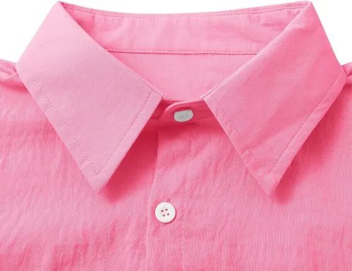 Miniatura 6 de Camisa de manga larga con botones para hombre, de verano, casual, de algodón, sin tapar, para playa, hippie, transpirable, de secado rápido