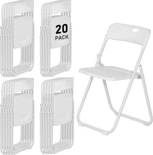 Miniatura 10 de Sillas plegables de plástico negro, paquete de 6, silla plegable ligera con capacidad de 350 libras, marco de metal fácil de plegar y almacenar