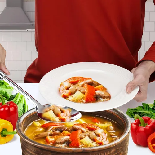 Miniatura 7 de Set de utensilios de servir Pleafind para fiestas, juego de 3 piezas de acero inoxidable plateado, incluye 1 cuchara para servir, 1 cuchara ranurada