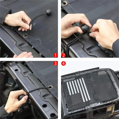 Miniatura 6 de JeCar Parasol de malla de longitud completa, parte superior de bikini, protección UV para Jeep Wrangler JL JLU de 4 puertas 2018-2023 (negro liso)