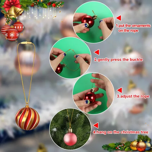 Miniatura 3 de 200 cuerdas para colgar adornos de Navidad, cuerda metálica de oropel a presión para árbol de Navidad, ganchos de cinta para festivales de fiesta