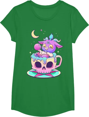 Miniatura 85 de Kawaii Pastel Goth Cute espeluznante Pentáculo Baphomet - Camiseta de cabra, Negro