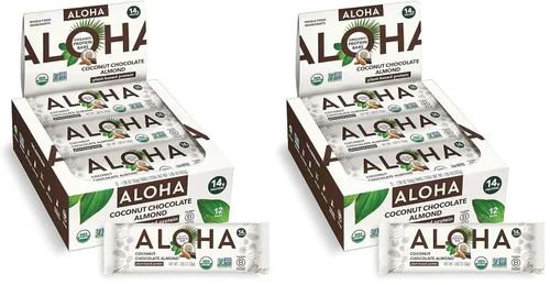 Miniatura 6 de ALOHA Barras de proteínas orgánicas a base de plantas, chocolate de coco y almendra, barras de 1.98 onzas (paquete de 12)
