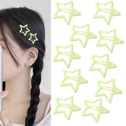 Miniatura 9 de Pinzas para el cabello con diseño de estrella de metal, color rojo, lindos pasadores pequeños Y2K, horquilla hueca antideslizante para niños