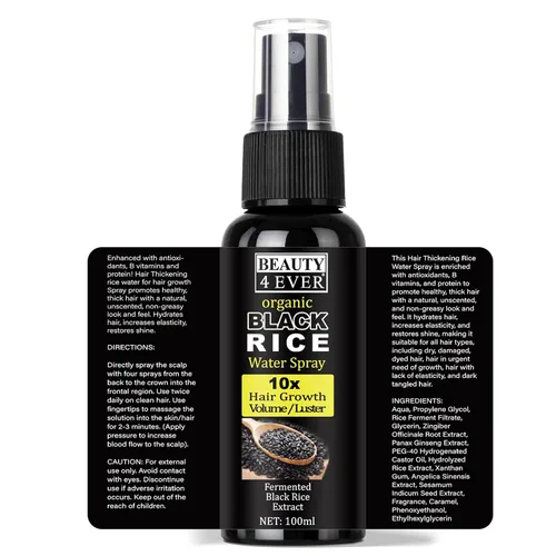 Miniatura 6 de Suero para el crecimiento del cabello para mujeres y hombres, spray de agua de arroz negro, tratamiento de pérdida de cabello para cabello dañado