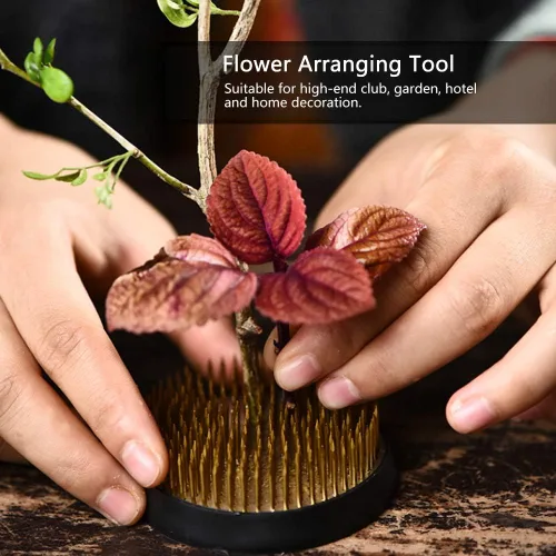 Miniatura 7 de Oumefar Arreglo floral Decoración Fijación Herramienta Set Flor Kenzan Hierro Alambre Tijera Ikebana Kenzan Japonés Flor Titular Cinta Kenzan