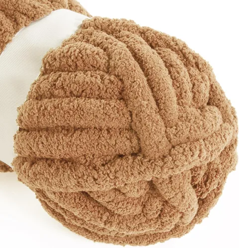 Miniatura 9 de HOMBYS Hilo de chenilla grueso de café para crochet, hilo grueso y esponjoso para tejer, hilo súper grueso y voluminoso para manta de punto a mano