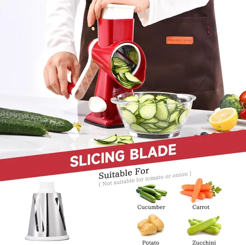 Miniatura 5 de Rallador de queso rotativo con mango Rallador de cocina Picador Rallador Rebanadora de hielo Rallador de queso de verduras Nueces Papa Calabacín