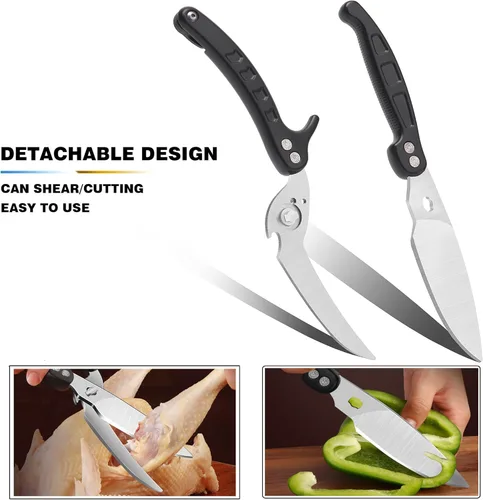 Miniatura 6 de Tijeras para Aves de Corral de Alta Resistencia, Tijeras de Cocina, Tijeras de Cocina de Acero Inoxidable Multiusos para Pavo de Navidad, Pollo