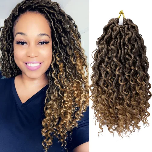 Miniatura 24 de Goddess Locs - Cabello de ganchillo de 10 pulgadas, 7 paquetes de cabello de ganchillo bohemio sintético para mujeres negras, rastas de ganchillo #1B