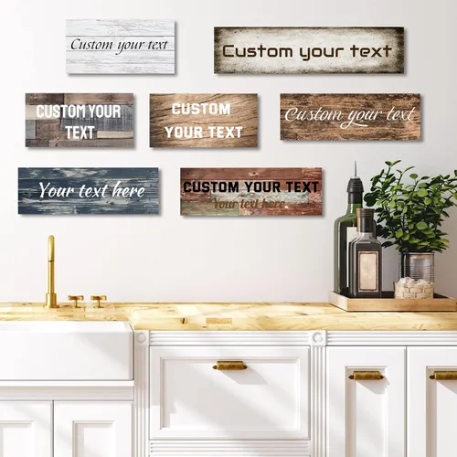 Miniatura 3 de LZIMU Letreros personalizados para pared, impresiones en lienzo personalizadas con tu texto, letrero familiar, arte de pared para decoración rústica