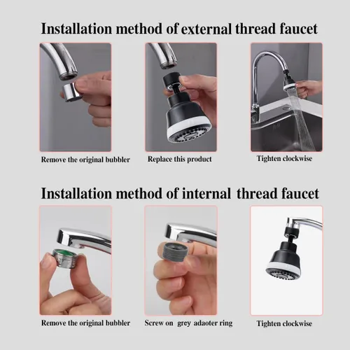 Miniatura 3 de Accesorio rociador de grifo aireador, reemplazo de la cabeza del grifo de cocina con 4 modos de pulverización, extensor de grifo giratorio de 360°
