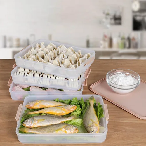 Miniatura 8 de Hemoton Caja de bola de masa hermética apilable de 2 capas con tapas, 12.20 x 8.66 x 3.34 pulgadas, almacenamiento versátil para el hogar fresco