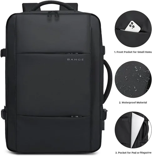Miniatura 5 de BANGE Mochilas de viaje, mochilas de mano aprobadas para vuelo, mochila para laptop de 17 pulgadas para bolsa de viaje internacional, mochila